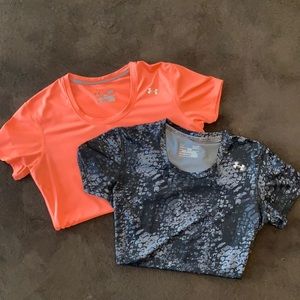*TWO* Semi-Fitted UA “heatgear” Short-Sleeved Tops